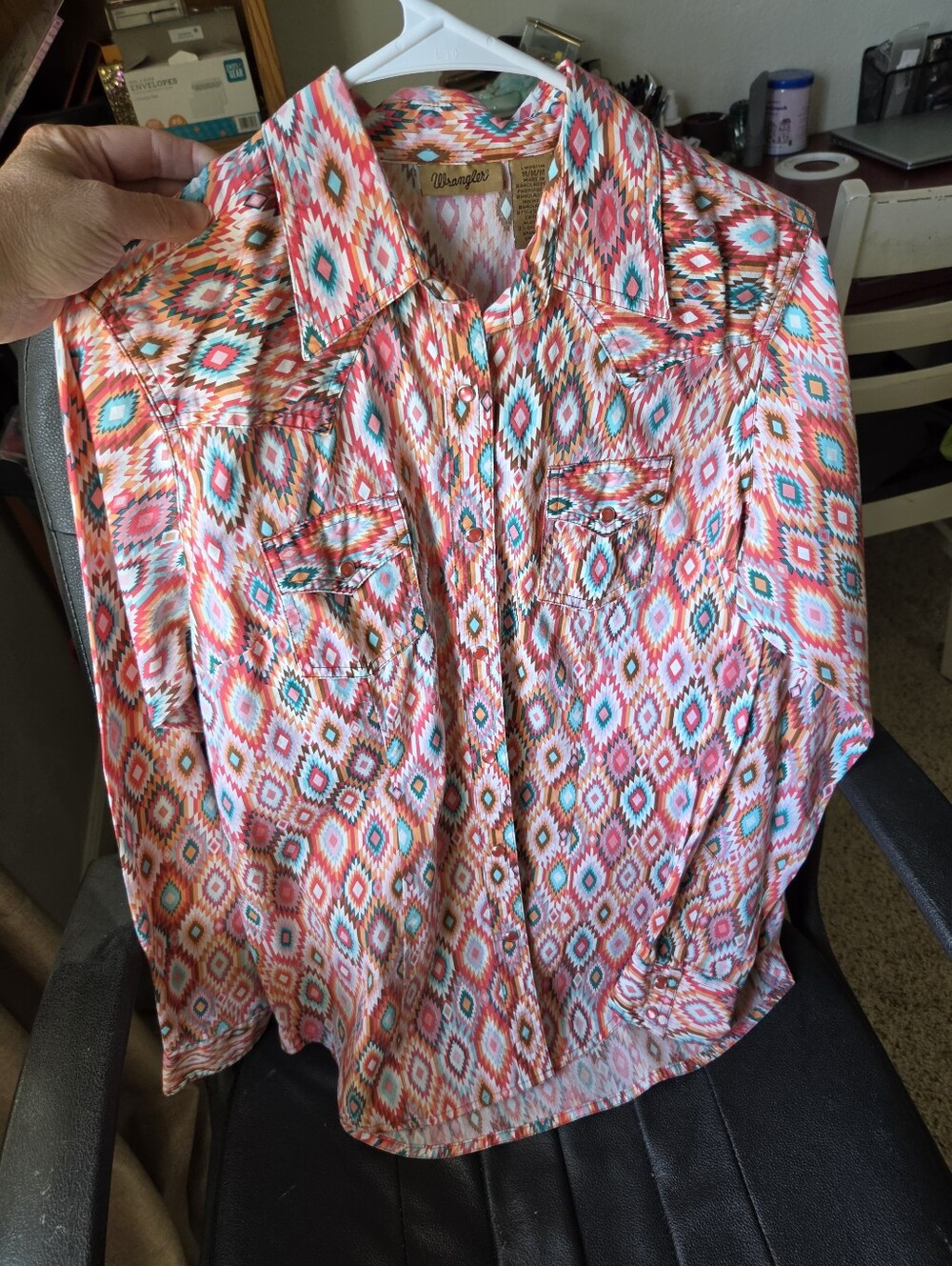 Wrangler Women's Multi-Color Aztec Print Button Down Shirt